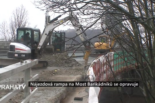Nájezdová rampa na Most Barikádníků se opravuje