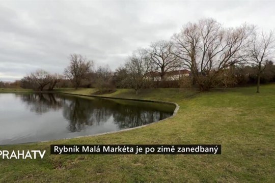 Rybník Malá Markéta je po zimě zanedbaný