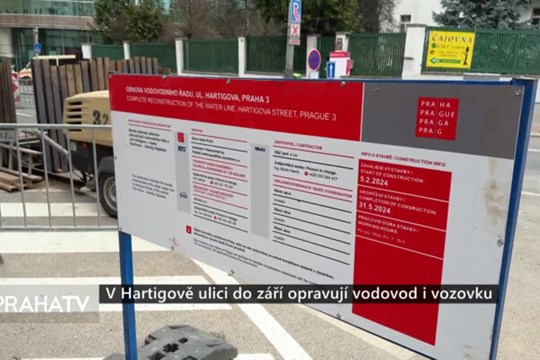 V Hartigově ulici do září opravují vodovod i vozovku