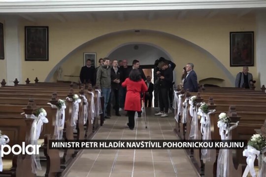 Ministr Hladík navštívil pohornickou krajinu. Prohlédl si šikmý kostel i bývalý důl Gabriela