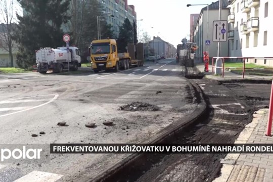 V centru Bohumína vzniká nový kruhový objezd, který odlehčí frekventovanost v tomto úseku